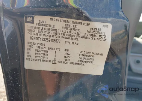 2005 Chevrolet Trailblazer Ls z USA, uszkodzony, nr VIN 1GNDT13S252138573